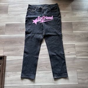 Badfriend Pink Star Logo Black Denim Jeans